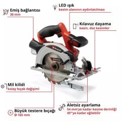 Einhell TE‑CS 18/165‑1 Li‑Solo Akülü Daire Testere