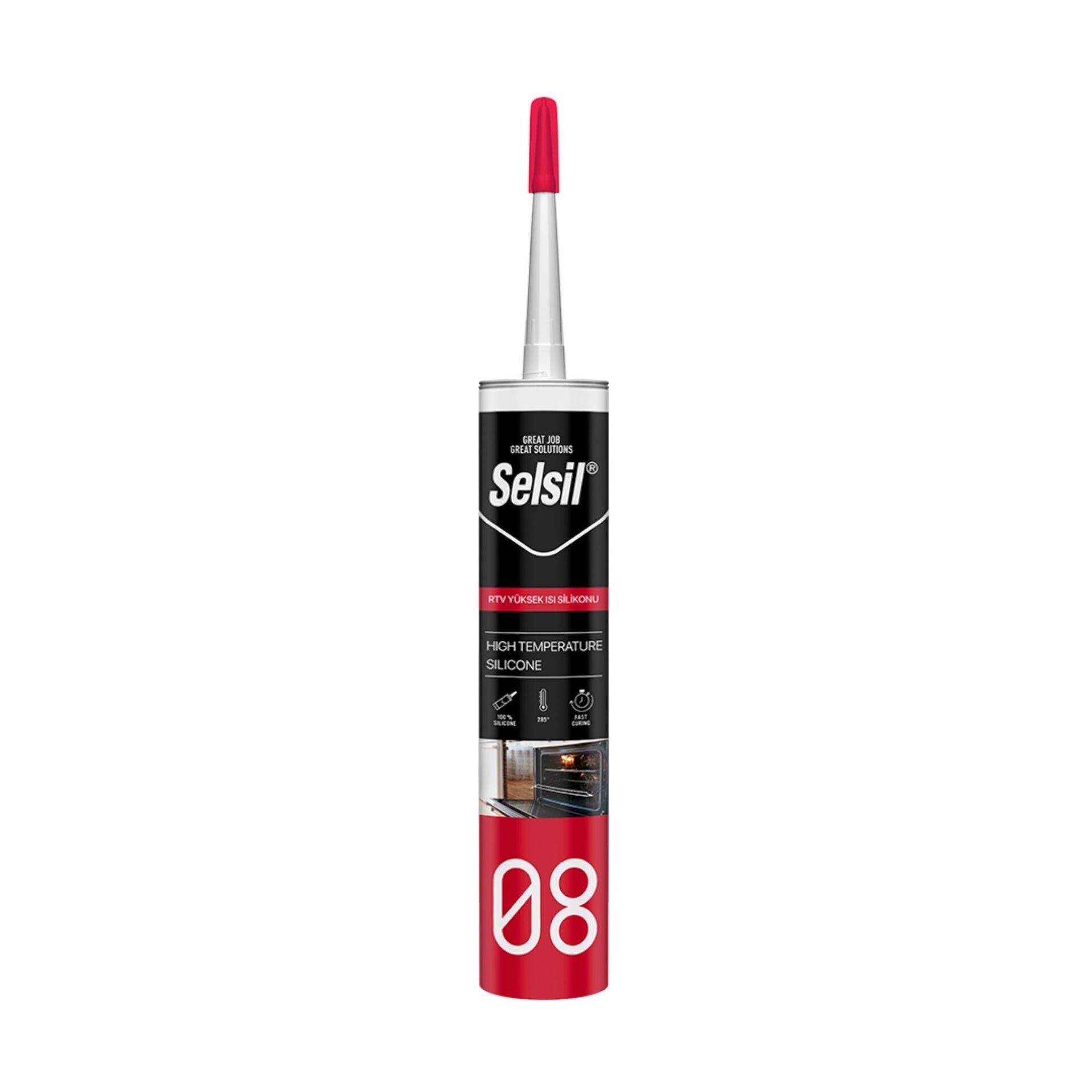 Selsil 08 RTV Yüksek Isı Silikonu 280 ml Kırmızı