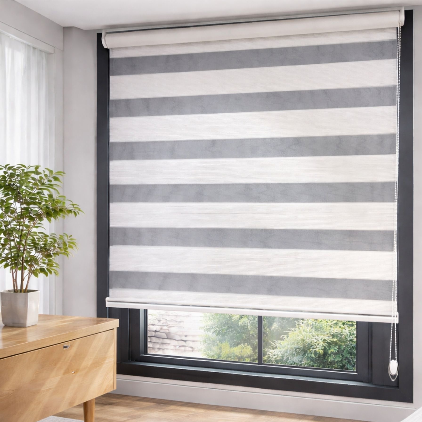 Linadora Zebra Stor Mikro Plise Kırık Beyaz