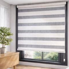 Linadora Zebra Stor Mikro Plise Kırık Beyaz
