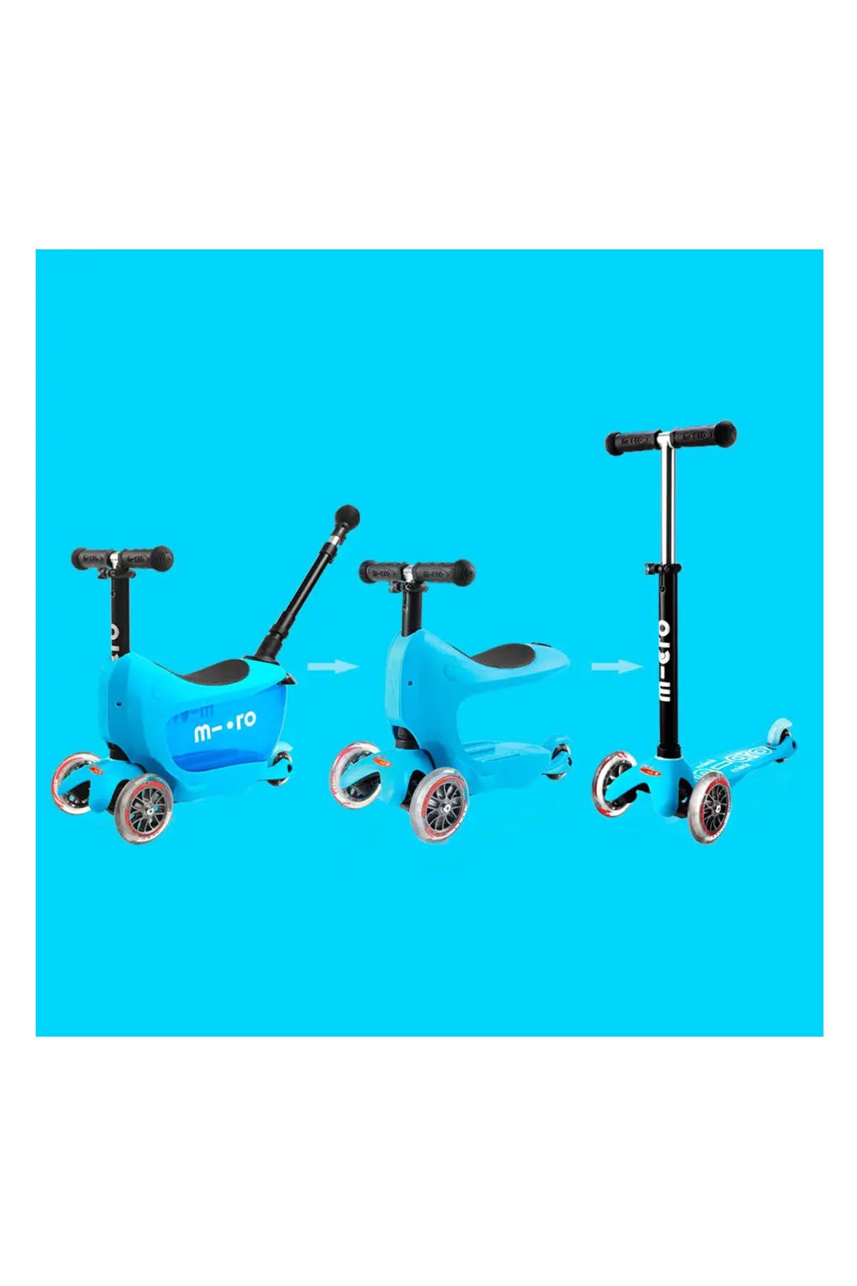 Micro Mini2go Deluxe Plus 3 Tekerlekli Scooter Blue Mavi