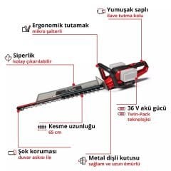 Einhell GE-CH 36/65 Li-Solo Akülü Çit Düzeltici (Akü Hariç)