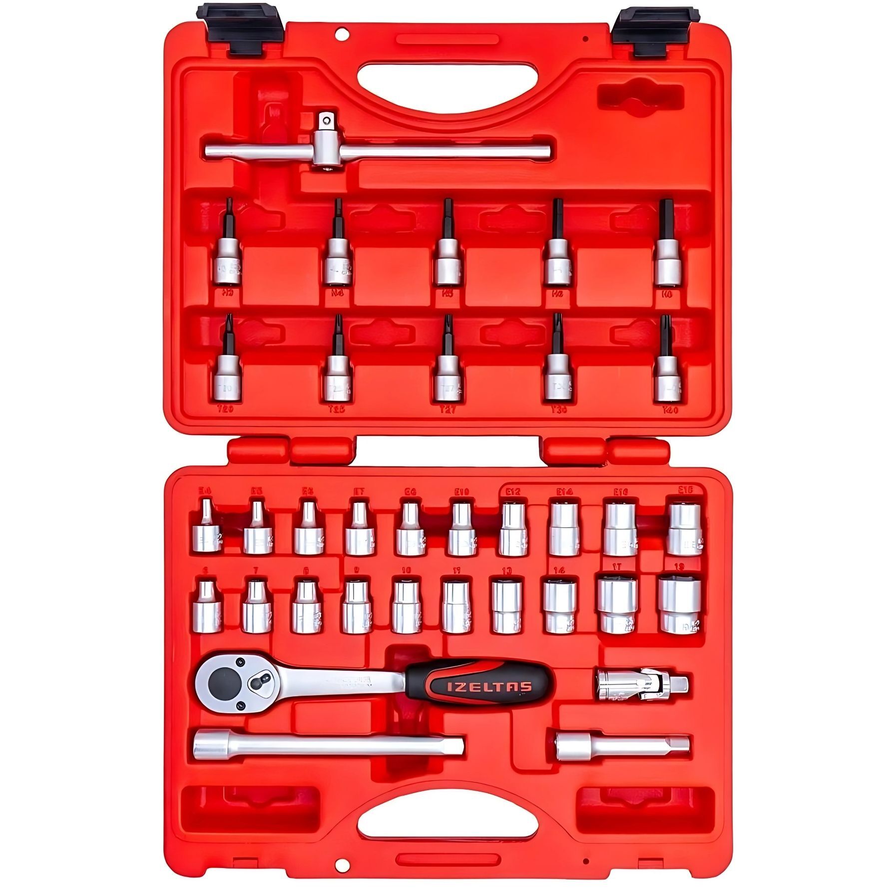 İzeltaş 3/8” Altı Köşe Lokma Anahtar Ve Lokmalı Allen Set 35 Parça