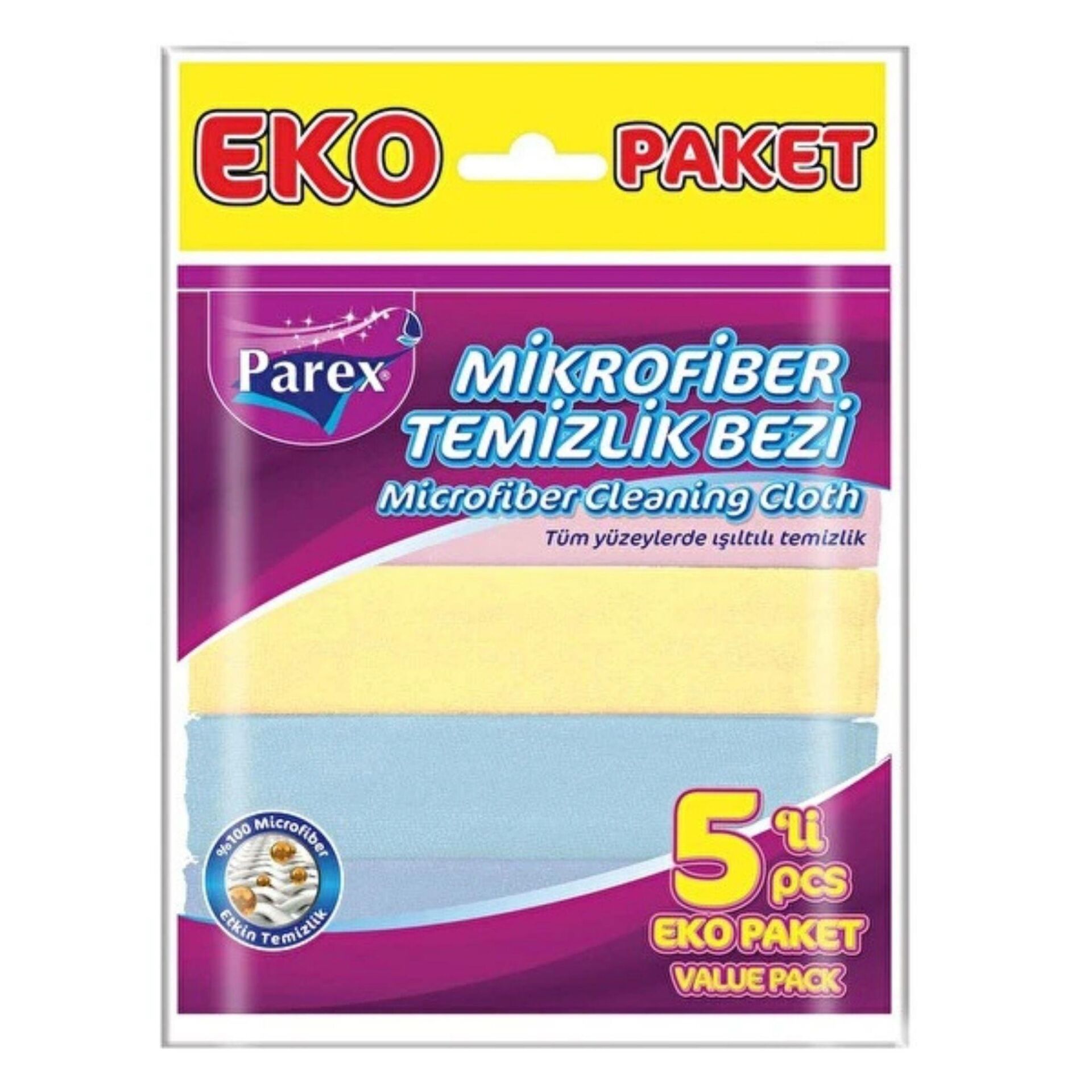 Parex Mikrofiber Temizlik Bezi 5'li (Orta Boy)
