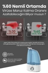 GOLDMASTER Air Therapy Ultrasonik Sessiz 3,7 L Su Tankı 12 Saat Kesintisiz Buhar Veren Hava Nemlendirme Cihazı