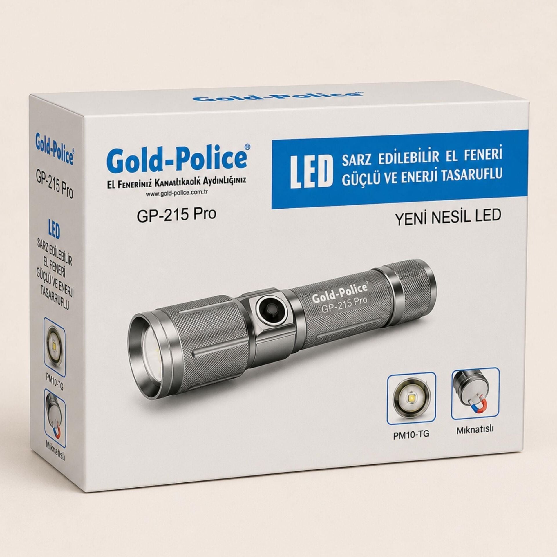 Gold Police GP-215 Şarjlı El Feneri
