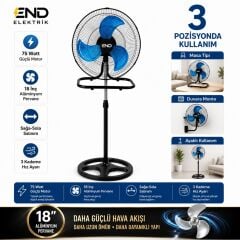 End 3 Kanat Pervaneli Sanayi Tipi 18 inc Vantilatör