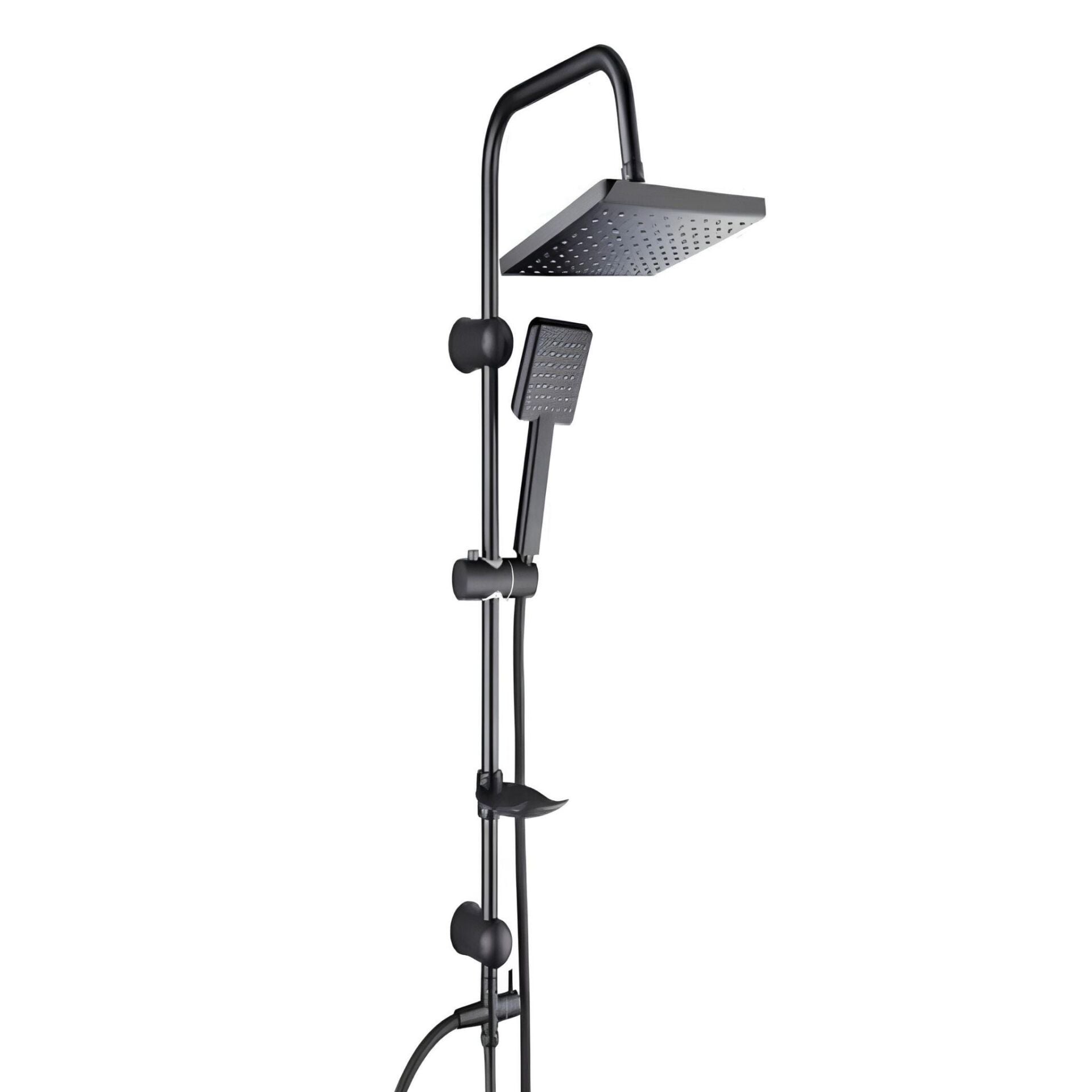 Tema Rain Slim Mat Siyah Tepe Duş Seti 3+1