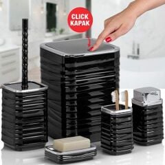 Kosova LUN-011 Luna 5'li Banyo Seti – Krom Siyah