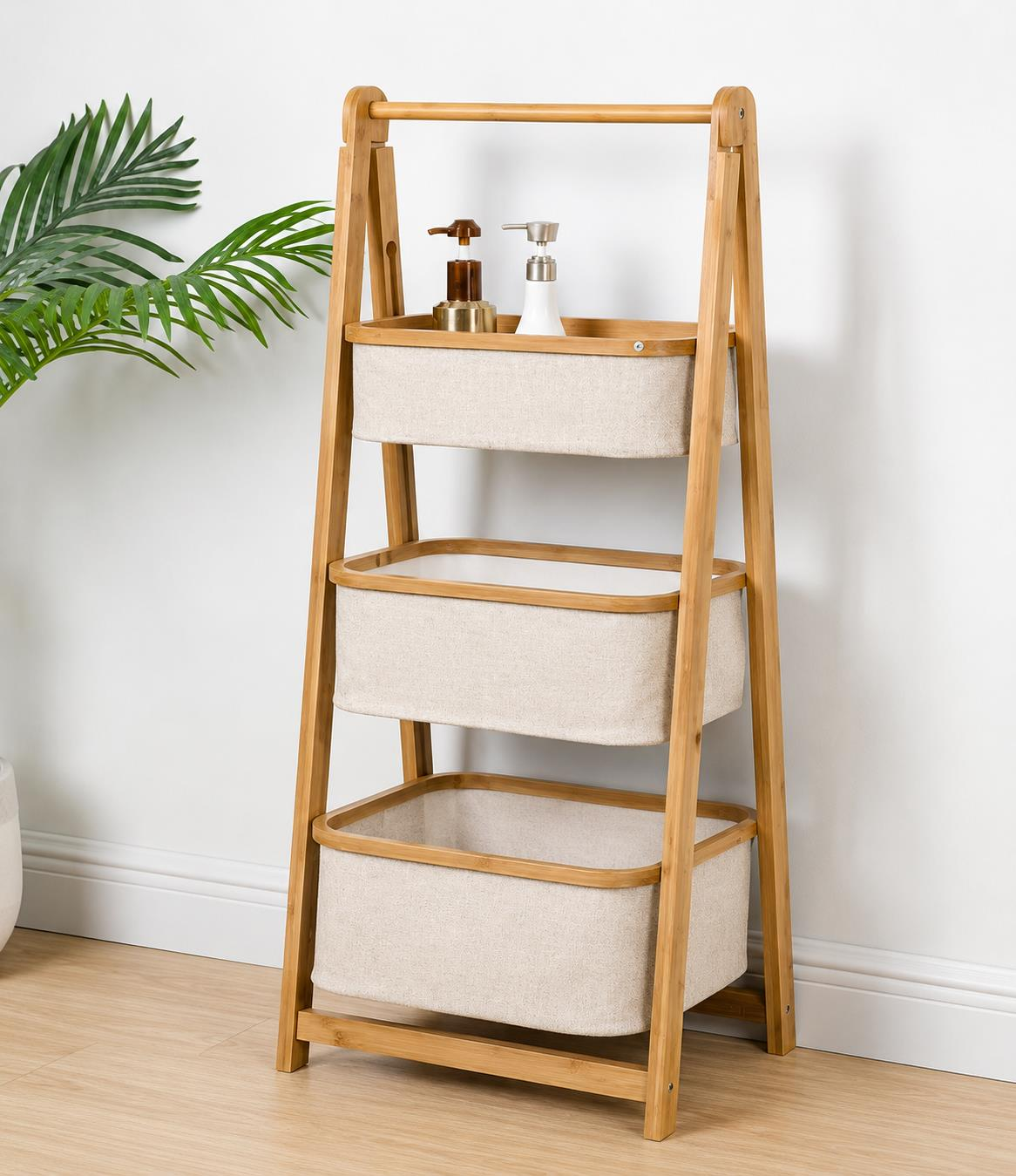 Paci Bambu Krem Sepetli Organizer