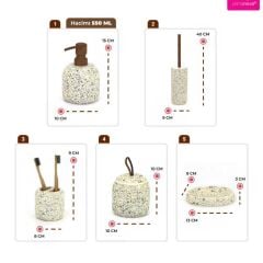 Kerry Doğal Taş Desenli 5 Parça Banyo Seti