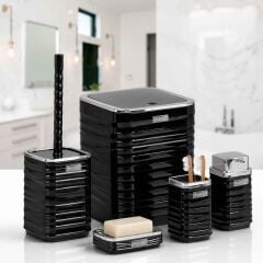 Luna Kare 5'li Banyo Seti Siyah Krom LUN-011 (440-1S)