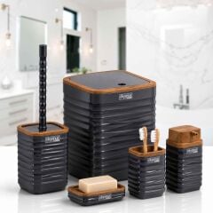 Luna Kare 5'li Banyo Seti Antrasit Ahşap LUN-04(440-3A)