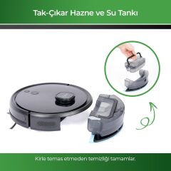 Kiwi KVC-4091 Akıllı Robot Süpürge | 6000Pa Güçlü Emiş, Lazer Haritalama, Paspas , Uygulama Kontrollü
