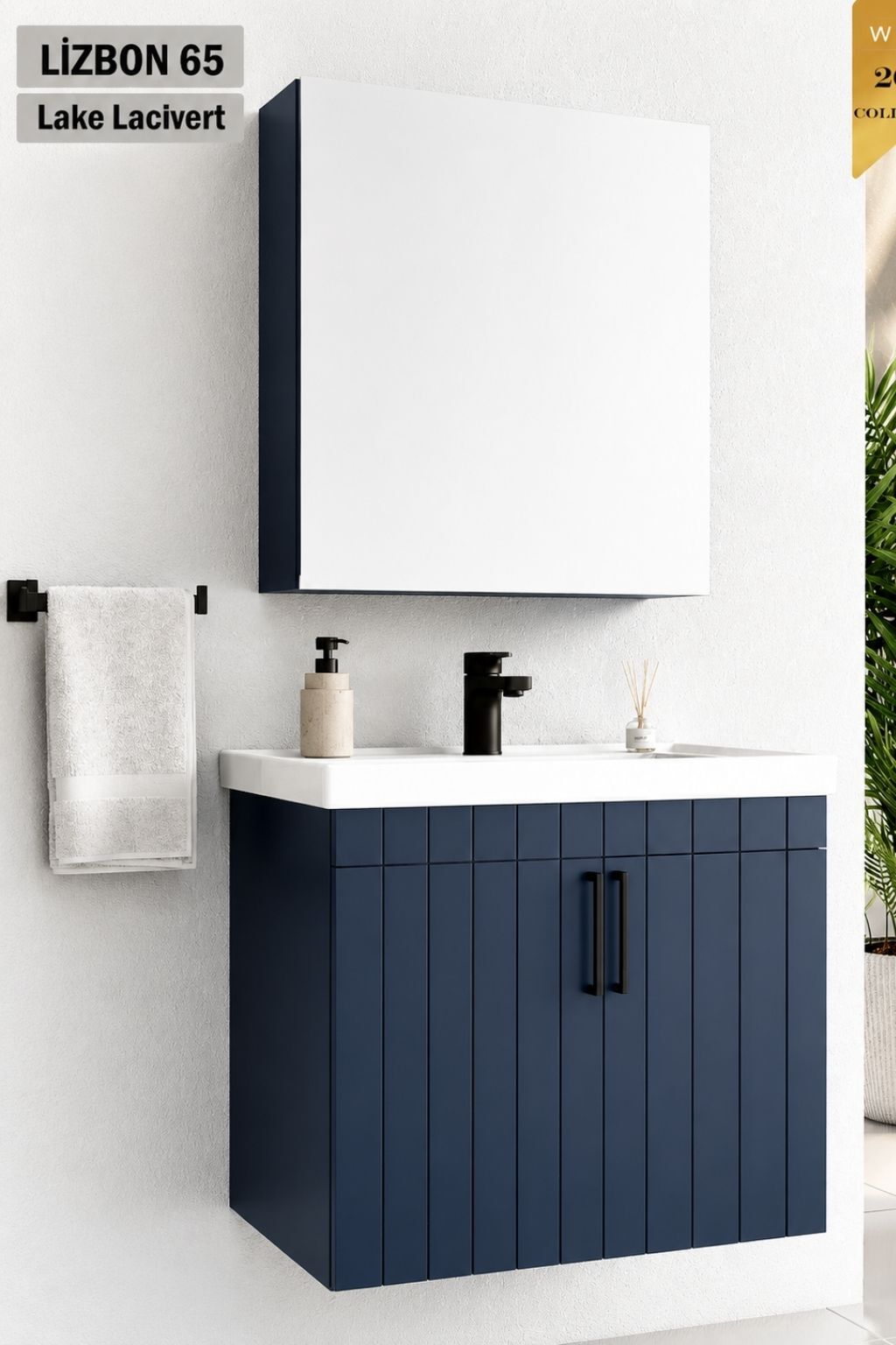 Wons Lizbon 65 cm Lake Banyo Dolabı (Özel Sipariş) Lacivert
