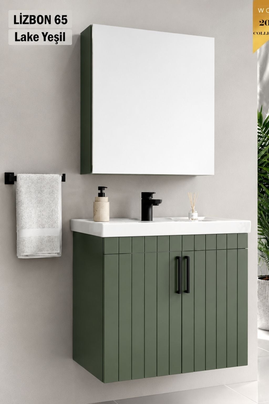 Wons Lizbon 65 cm Lake Banyo Dolabı (Özel Sipariş) Yeşil