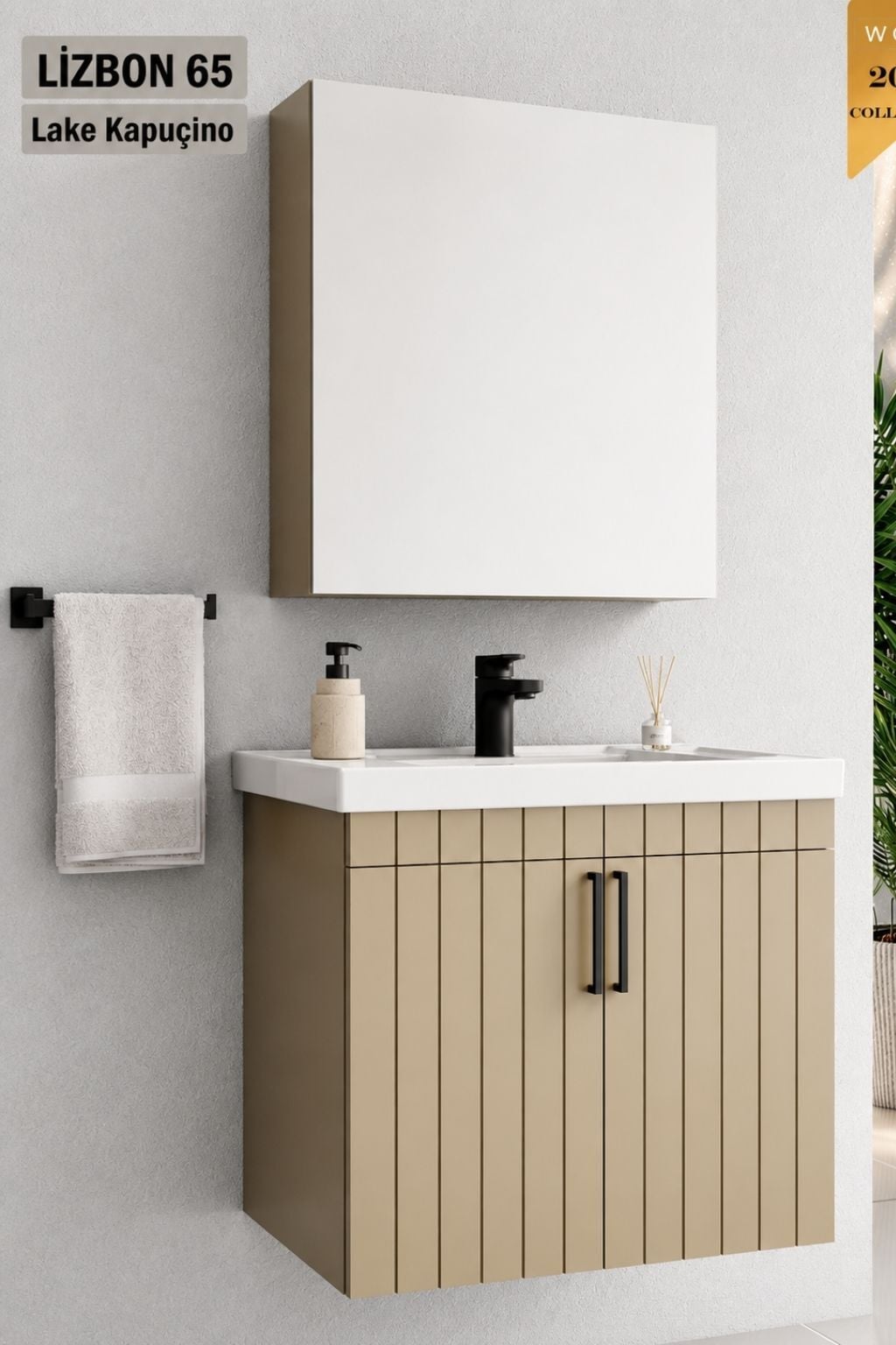 Wons Lizbon 65 cm Lake Banyo Dolabı (Özel Sipariş) Kapuçino