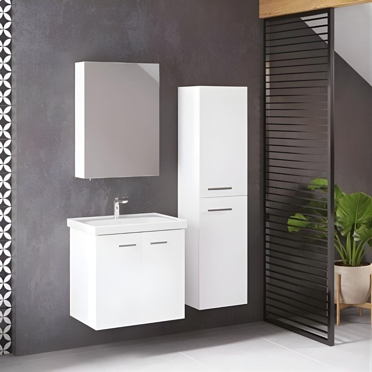 Denko Terra 60 cm MDF Beyaz Banyo Dolabı