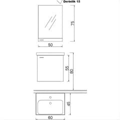 Denko Terra 60 cm MDF Beyaz Banyo Dolabı