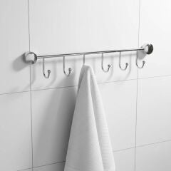 Öztaç 6lı Banyo Askısı - Krom Duvara Monte Havluluk