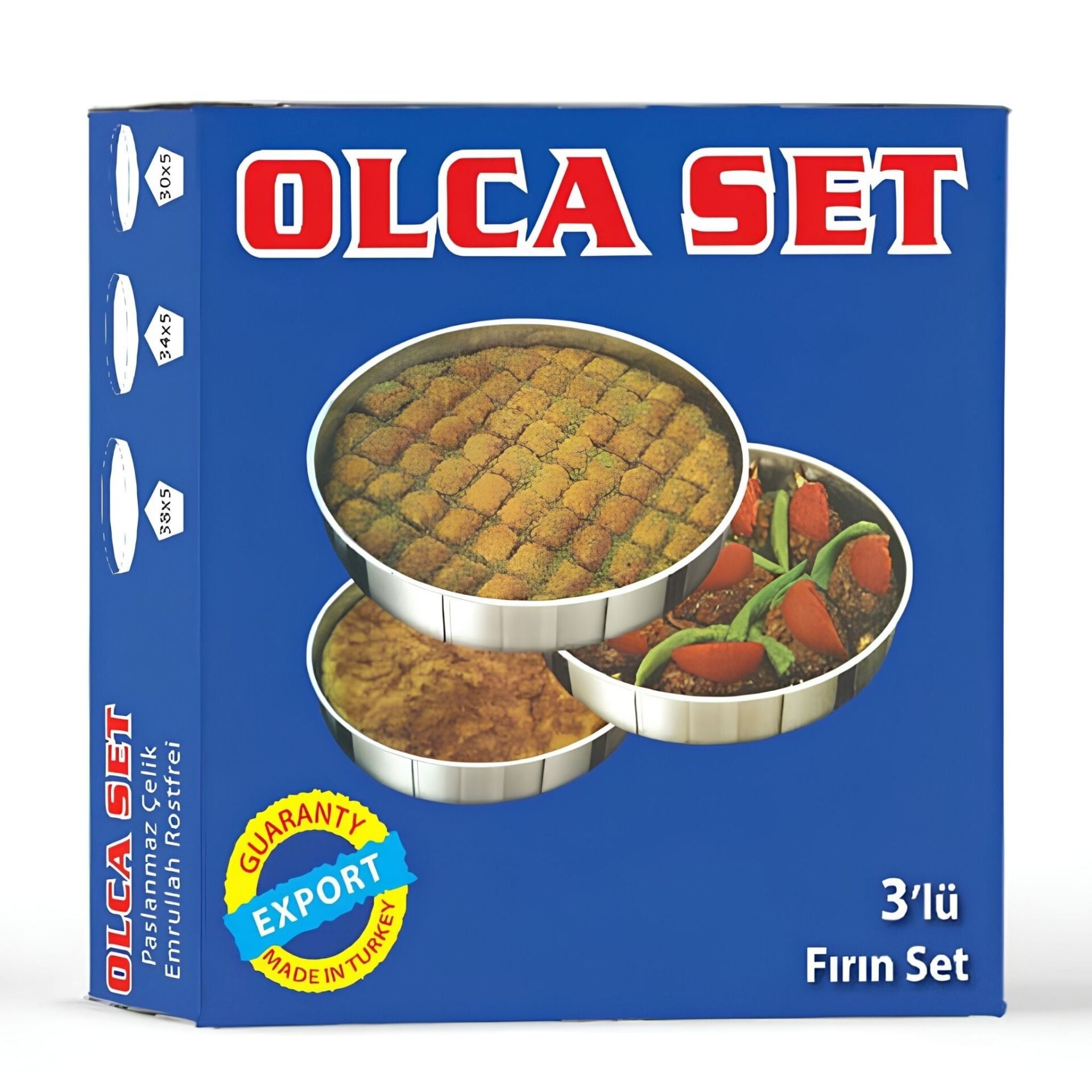 Olca Mini Fırın Tepsi Seti 26-30-34 cm