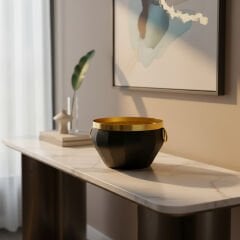 Panalı MG79 Metal Siyah Dekoratif Saksı M