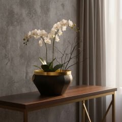 Panalı MG79 Metal Siyah Dekoratif Saksı M