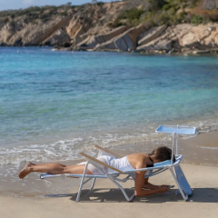 Flamingueo Premium Tenteli Yüzüstü Kullanıma Uygun Plaj Şezlongu Cannes