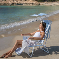 Flamingueo Premium Tenteli Yüzüstü Kullanıma Uygun Plaj Şezlongu Cannes