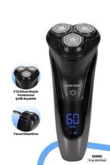 GoldMaster Sonic Dijital Ekranlı Esnek Oynar Başlıklı Ipx6 Islak&kuru Şarjlı Tıraş Makinesi