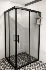 Siyah Profil Füme Cam Köşe Duşakabin (Özel Ölçü İmalat)