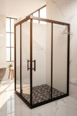 Siyah Profil Füme Cam Köşe Duşakabin (Özel Ölçü İmalat)