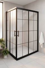 Siyah Profil Endüstriyel Tasarım Köşe Duşakabin (Özel Ölçü İmalat)