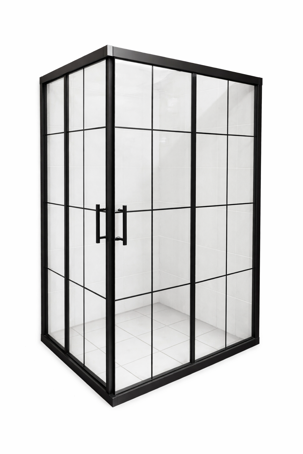 Siyah Profil Endüstriyel Tasarım Köşe Duşakabin (Özel Ölçü İmalat)