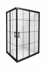 Siyah Profil Endüstriyel Tasarım Köşe Duşakabin (Özel Ölçü İmalat)