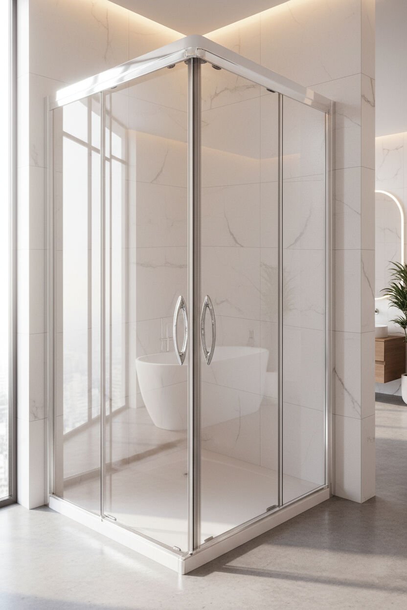 Köşe Duşakabin – Şeffaf Cam, Alüminyum Profil Tasarım