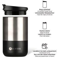 Les Artistes Paris Isı Yalıtımlı Çelik Termos Mug 350ml Split Black