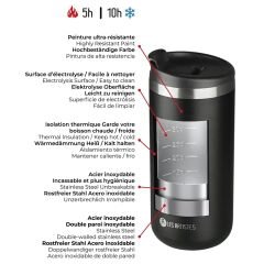 Les Artistes Paris Isı Yalıtımlı Çelik Termos Mug 350ml Split Black