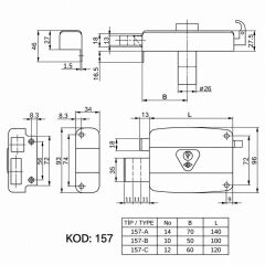 Kale 157-C Silindirli Tirajlı Kilit 60 mm