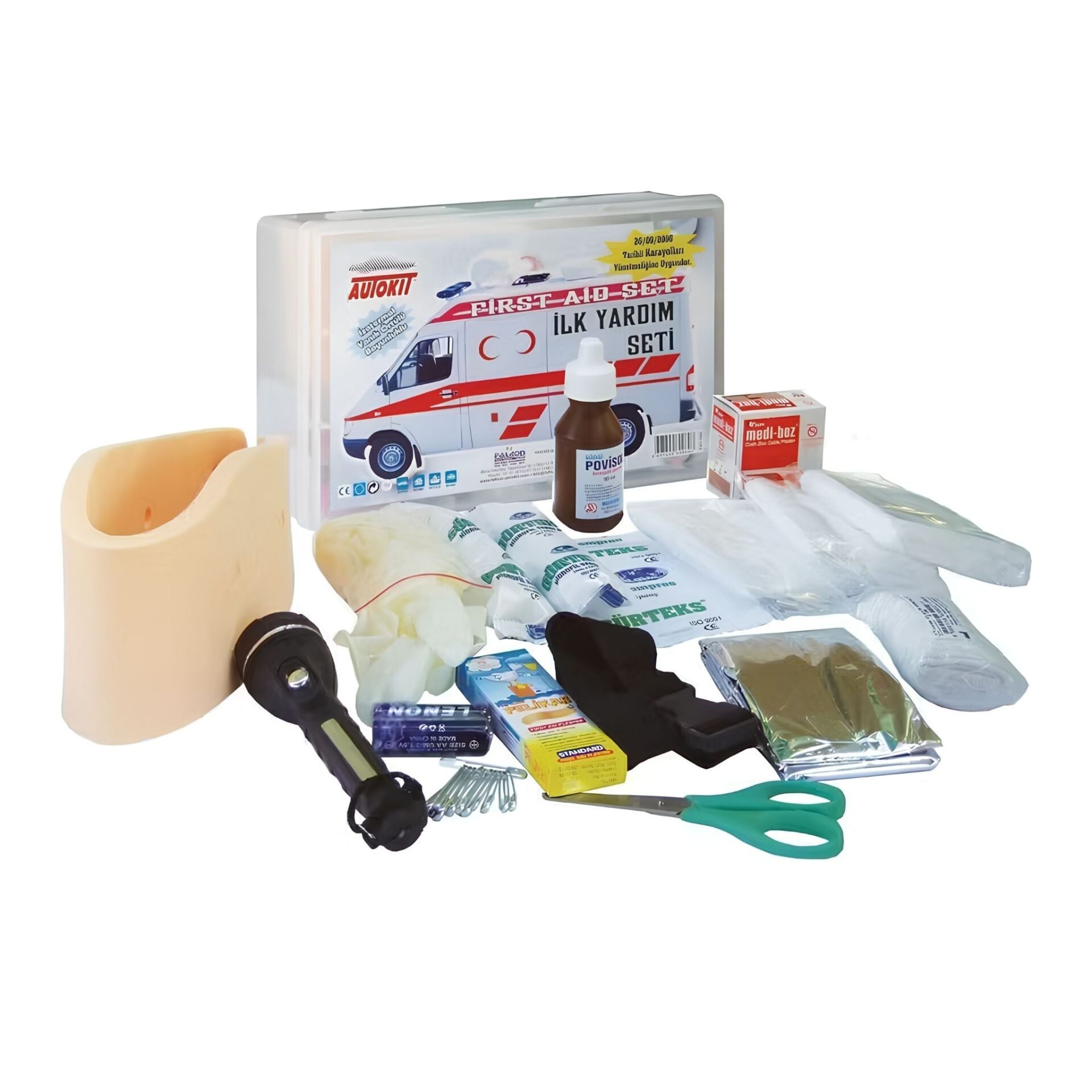 Autokit İlk Yardım Çantası Şeffaf Kutulu | Araç İlk Yardım Seti