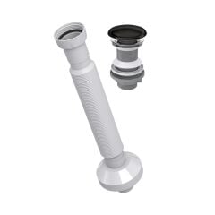 Siyah Seramik Klik Klak Lavabo Sifonu ve Gider Seti