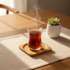 Balsa Bambu 6lı Kare Çay Tabağı