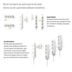Viko Multi-let 3'lü Anahtarlı Çocuk Korumalı Kablolu 2 Metre Uzatma Prizi