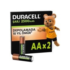Duracell 2500 mAh Şarjlı Kalem Pil 2'li AA
